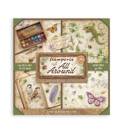 Stamperia - Stamperia Papierblock einseitig 12x12 – All Around