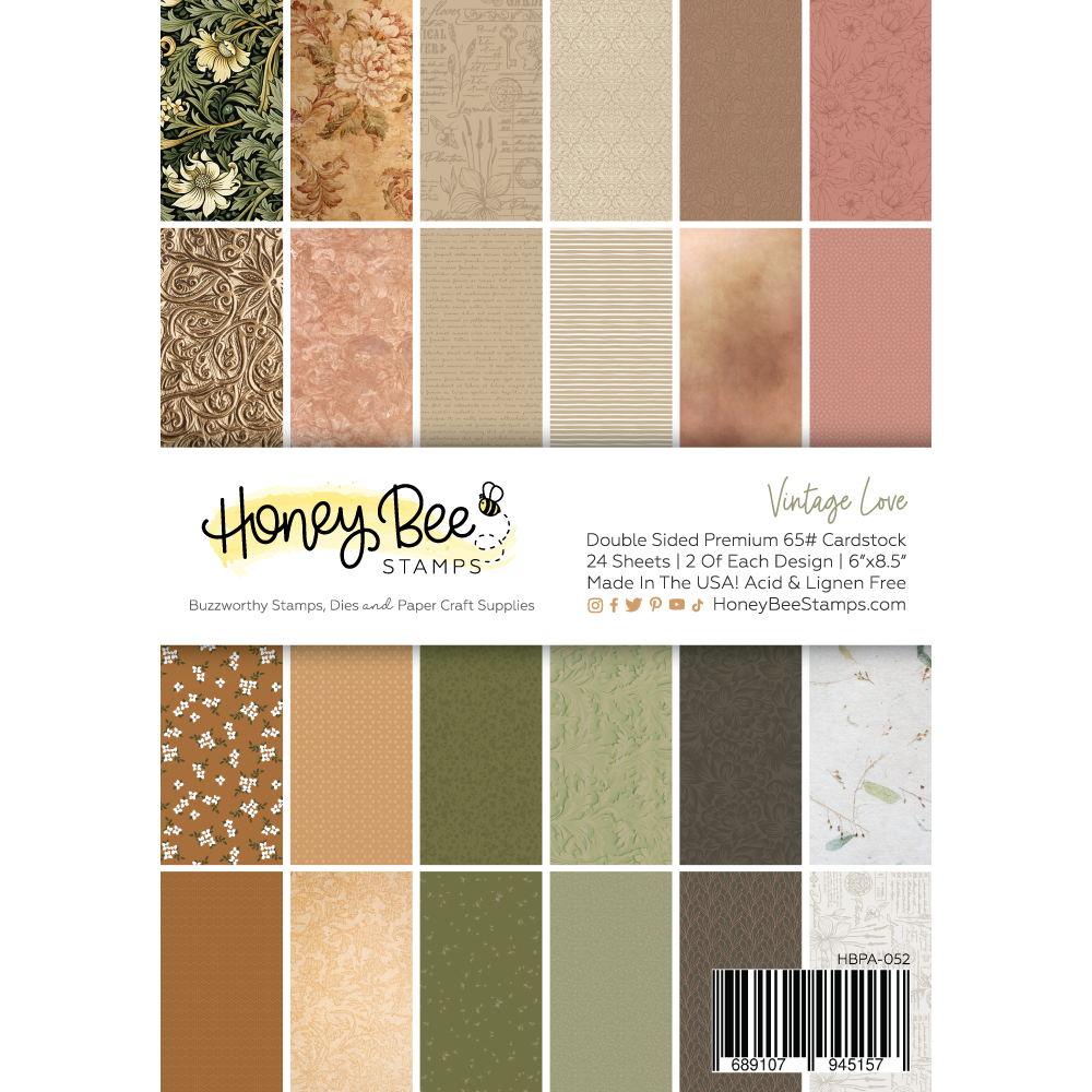 Honey Bee - Vintage Love Paper Pad 6x8.5 - 24 Double Sided Sheets