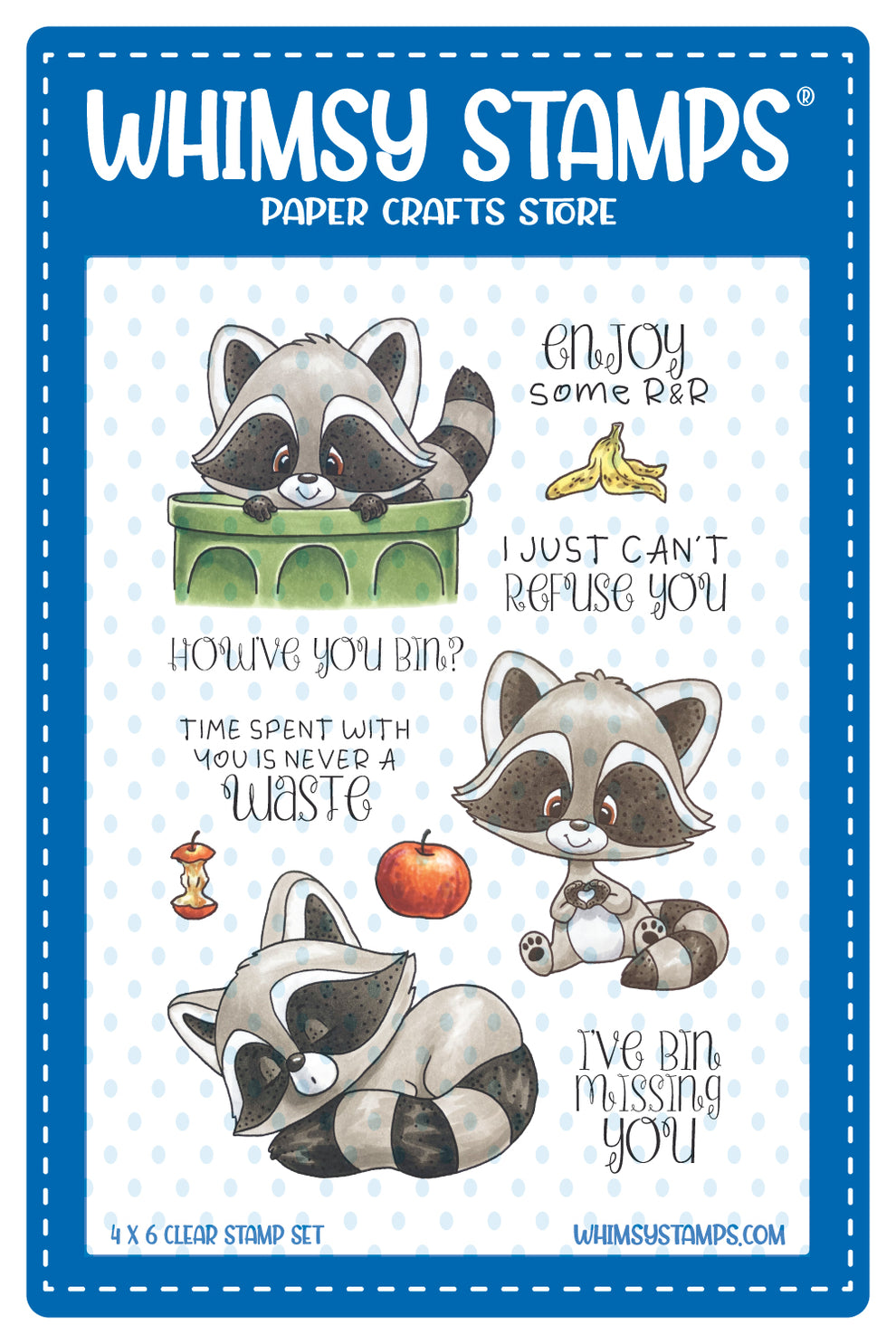 Whimsy Stamps - Raccoon How've You Bin Clear Stamps
