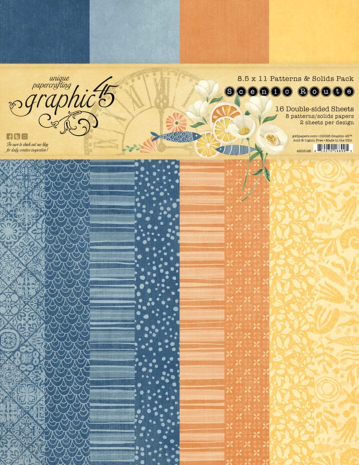 Graphic 45 - Scenic Route 8.5x11 Inch Patterns & Solids Pack