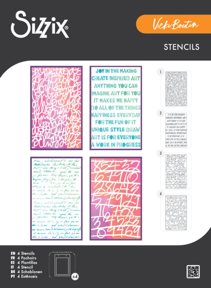 Sizzix - A5 Stencil Words and Numbers (4pcs) by Vicki Boutin