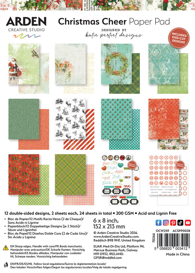 Arden Creative Studio - Christmas Cheer 6x8 Inch Paper Pad by Katie Pertiet
