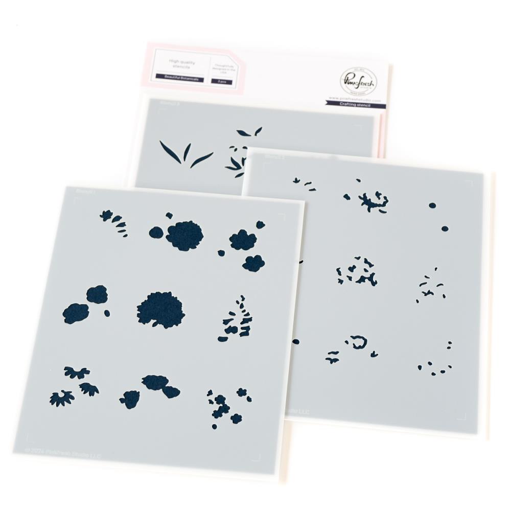 Pinkfresh Studio Stencils 4.25"X5.25" 3/Pkg -  Beautiful Botanicals  Pinkfresh Studio Stencils 4.25"X5.25" 3/Pkg -  Beautiful Botanicals
