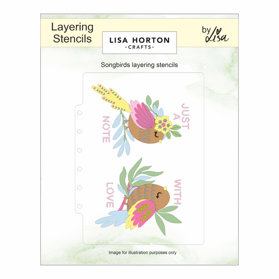 Lisa Horton Crafts - Songbirds Layering Stencils with FREE Co-ordinating Die