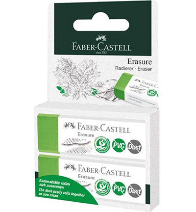 Faber Castell - Grüner Gummi, PVC-frei und staubfrei, 2 Stück - Radierer