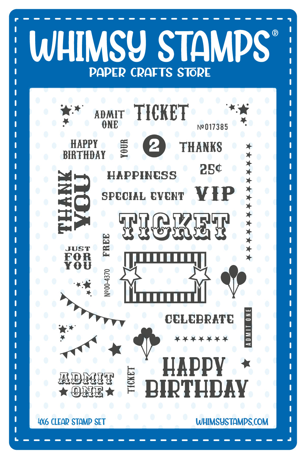 Whimsy Stamps - Ticket to Celebrate Clear Stamps
