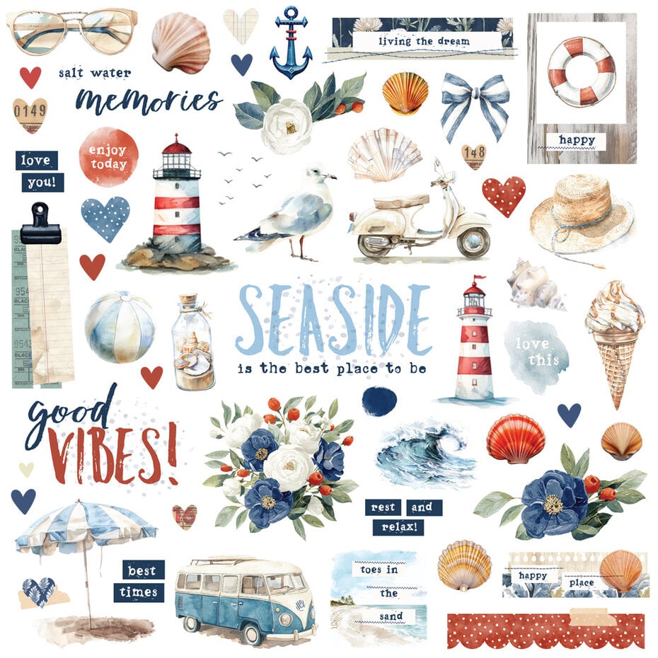 Simple Stories - Simple Vintage Sand & Sea Chipboard Pieces