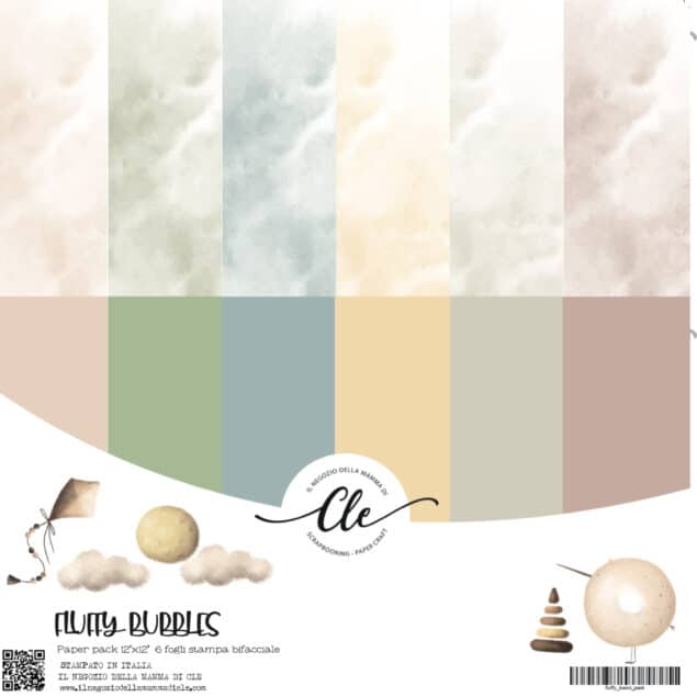 Cle - PAPER PACK- 12X12 -FLUFFY BUBBLES COLLECTION – 6 Basic Sheet Pack