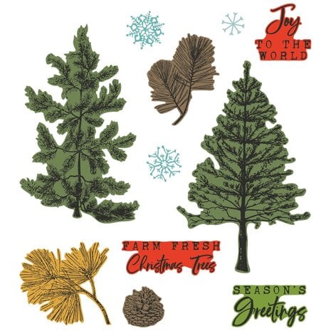 Sizzix • Framelits Die w/Stamps by 49 and Market A5 Pine Holidays (16+5pcs) Sizzix • Framelits Die w/Stamps by 49 and Market A5 Pine Holidays (16+5pcs)