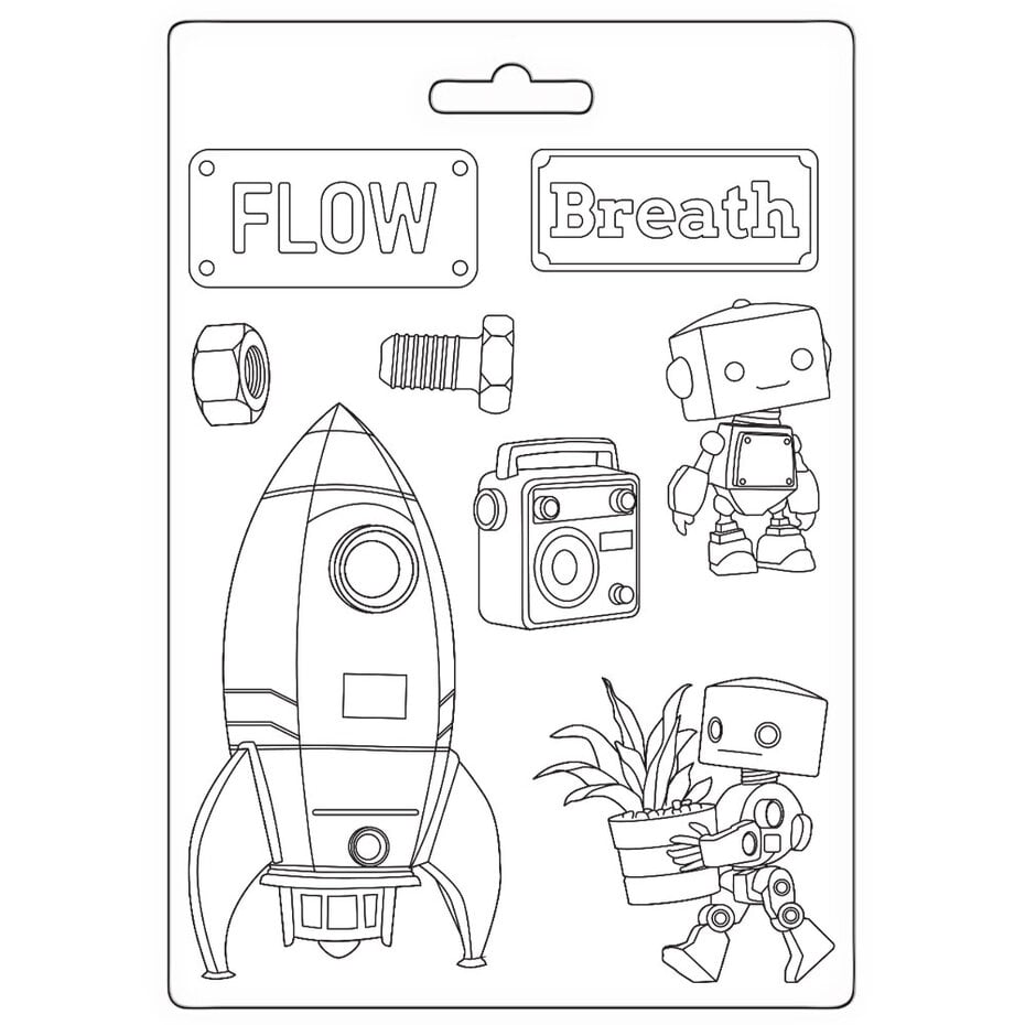 Stamperia - A New Beginning A5 Soft Mould Spaceship and Robot