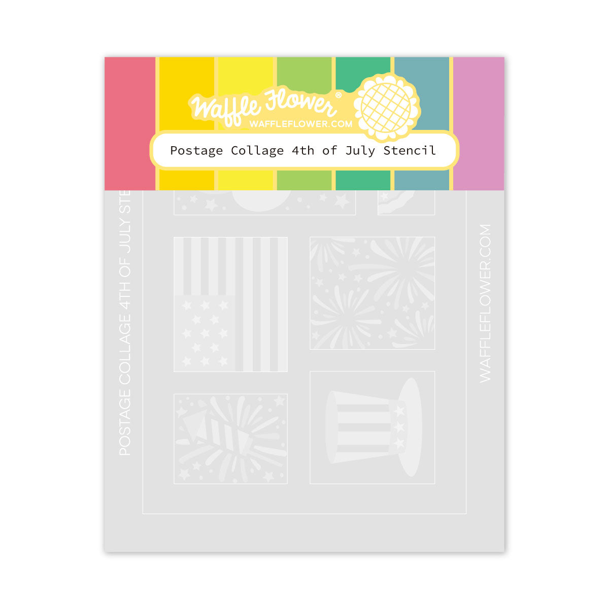 Waffle Flower - Postage Collage 4th of July Stencil Waffle Flower - Postage Collage 4th of July Stencil