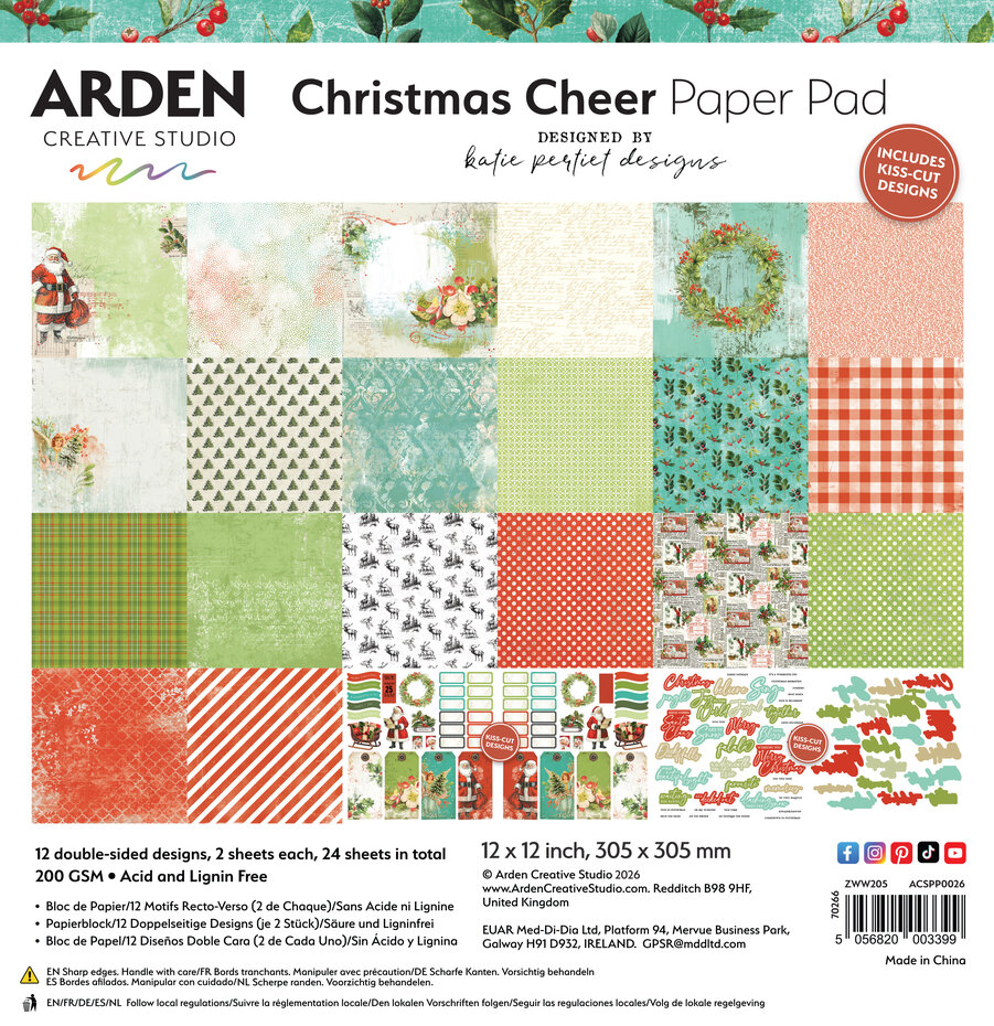 Arden Creative Studio - Christmas Cheer 12x12 Inch Paper Pad by Katie Pertiet