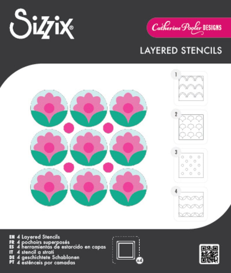 Sizzix - Mini Layered Stencils Print & Pattern Daisy (4pcs) by Catherine Pooler