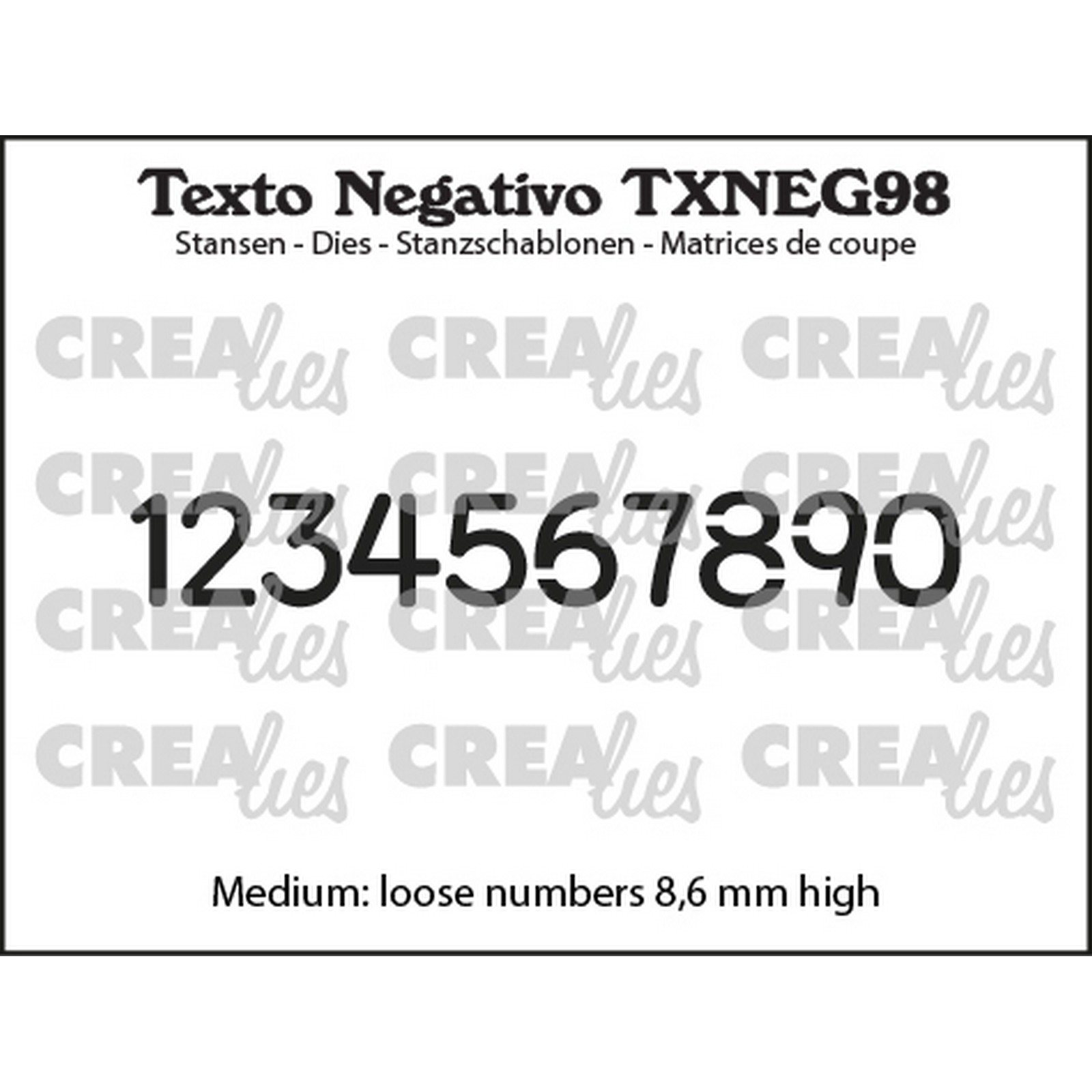 Crealies • Texto Negativo Numbers Medium 8,6mm