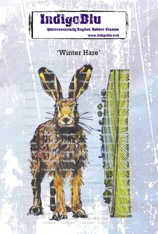 IndigoBlu - Winter Hare A6 Red Rubber Stamp