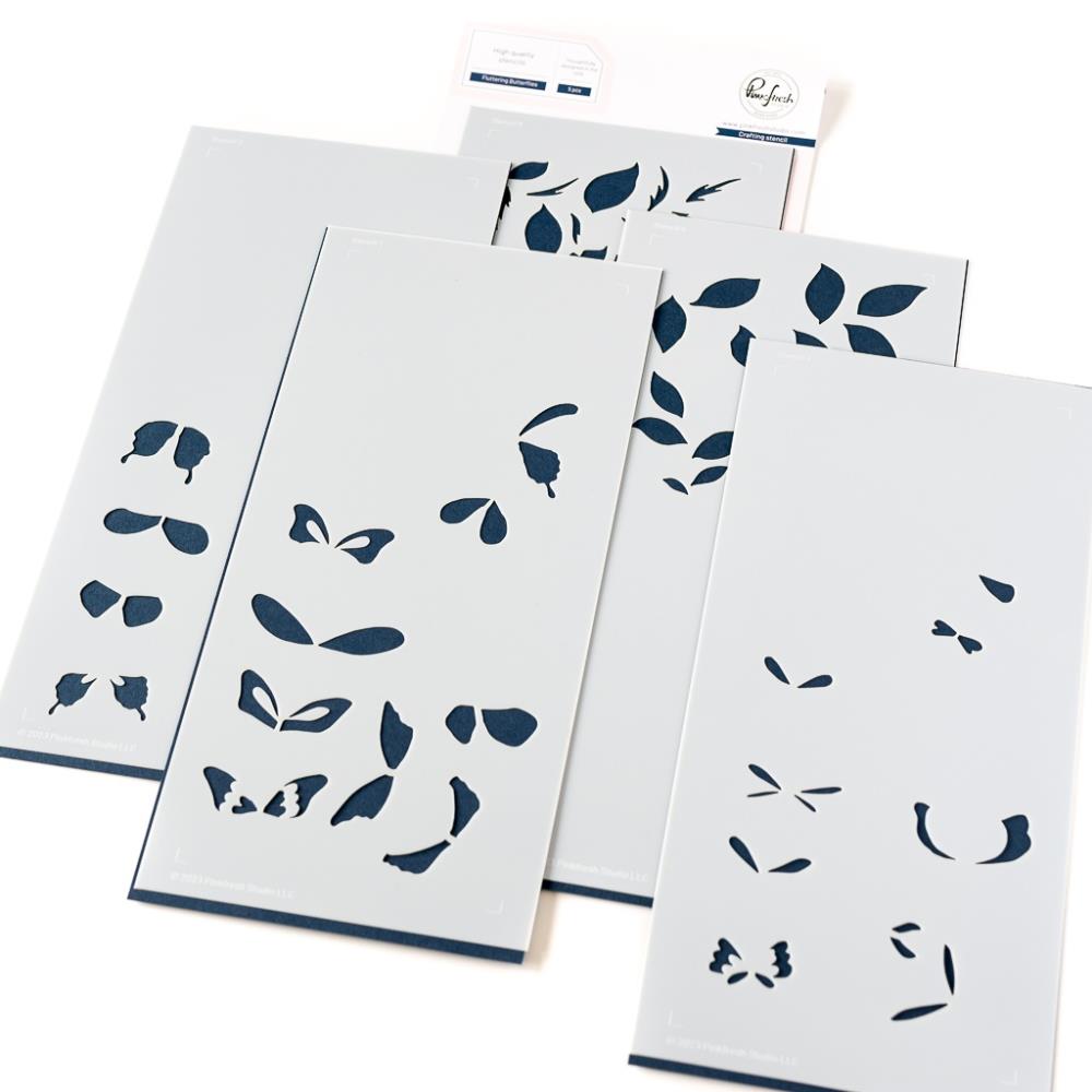Pinkfresh Studio 4"X9" Stencils - Fluttering Butterflies Pinkfresh Studio 4"X9" Stencils - Fluttering Butterflies