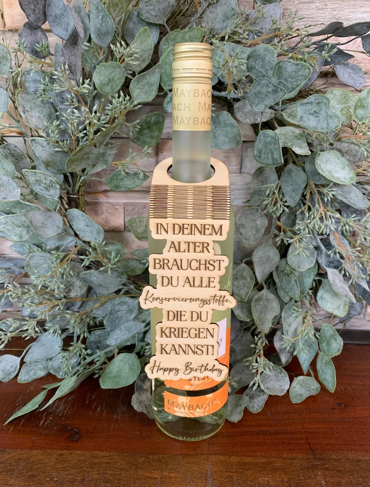 Stempelmühle - Flaschenanhänger - IN DEINEM ALTER BRAUCHST .... Stempelmühle - Flaschenanhänger - IN DEINEM ALTER BRAUCHST ....