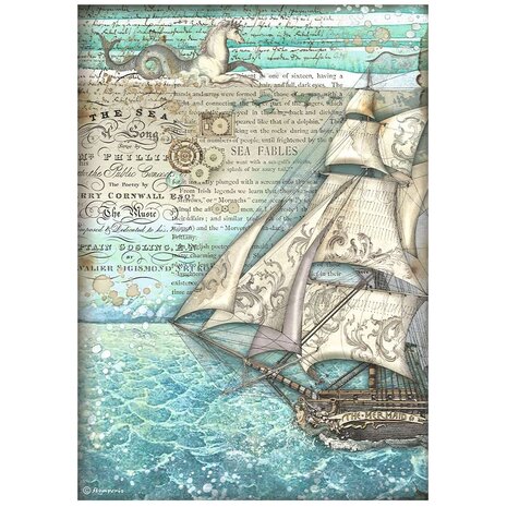 Stamperia - Songs of the Sea A4 Rice Paper Sailing Ship (6pcs)