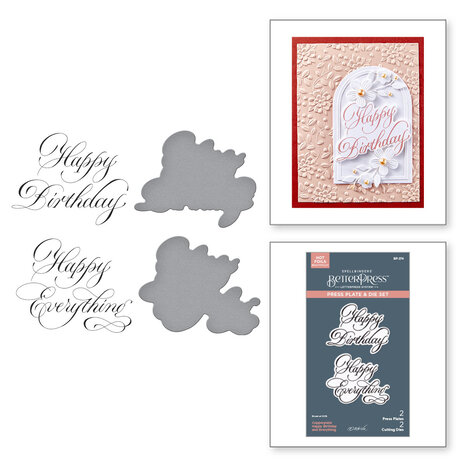 Spellbinders - Copperplate Happy Everything BetterPress Plate & Die Set Happy Birthday and Everything