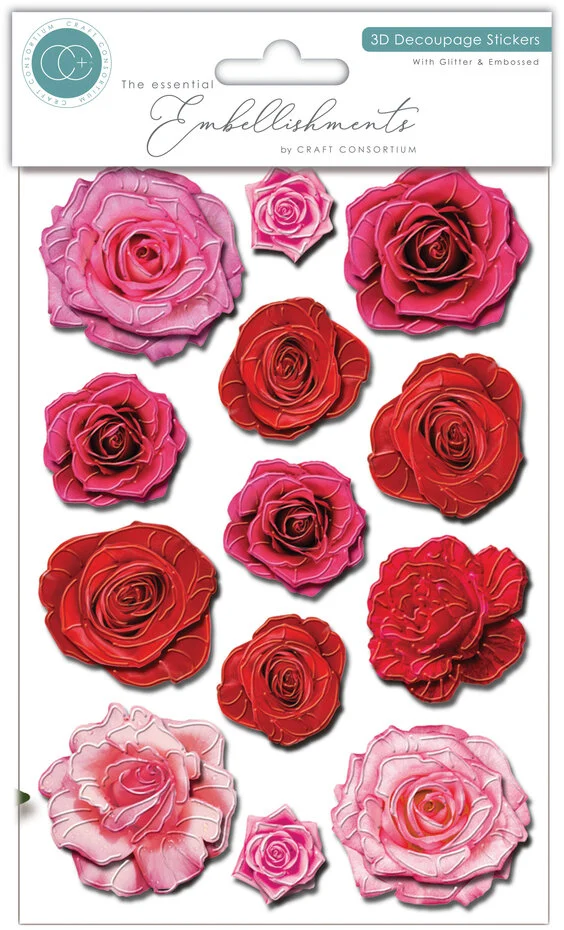 Craft Consortium - 3D Decoupage Stickers Flowers