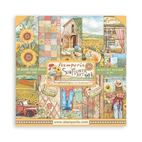 Stamperia - Sunflower Art 8x8 Inch Paper Pack