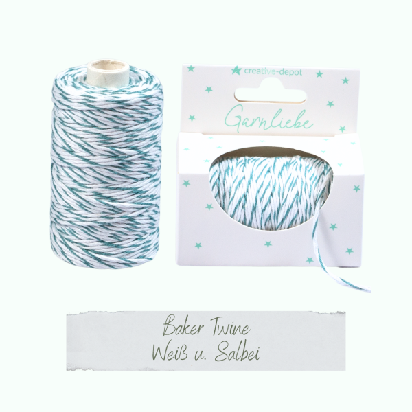 Creative Depot -   Baker Twine - Weiß & Salbei - Garnliebe 