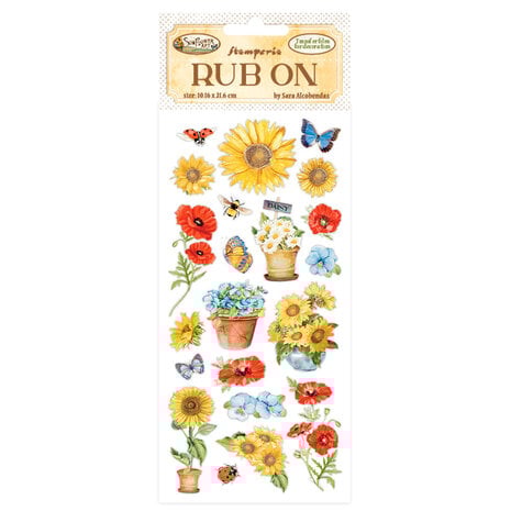 Stamperia - Sunflower Art Rub-On 4x8,5 Inch Poppies
