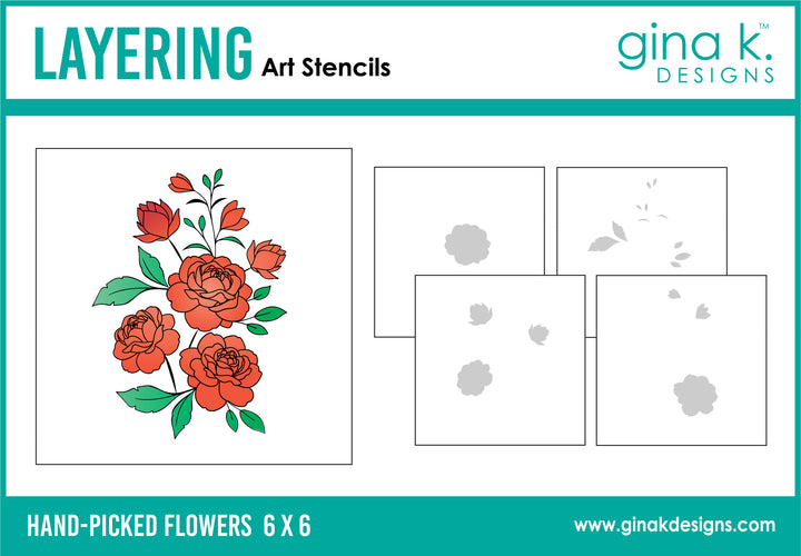 Gina K Designs - STENCIL- Hand-Picked Flowers Layering Stencil
