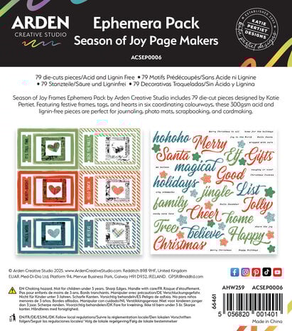 Arden Creative Studio - Season of Joy Page Makers Ephemera Pack (79pcs)  Arden Creative Studio - Season of Joy Page Makers Ephemera Pack (79pcs)