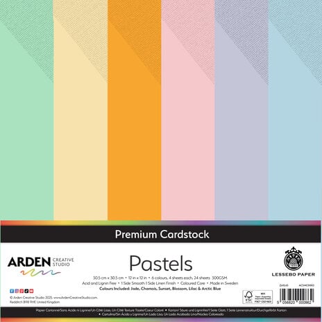 Arden Creative Studio - Premium Cardstock 12x12 Inch Pastels (24 Sheets)