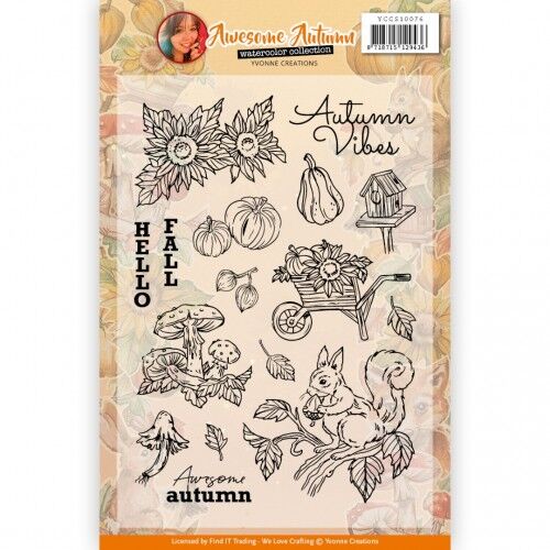 Clear Stamps - Yvonne Creations - Awesome Autumn - Happy Fall Clear Stamps - Yvonne Creations - Awesome Autumn - Happy Fall
