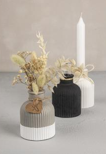 Silikon Gießform Vase fein geriffelt 