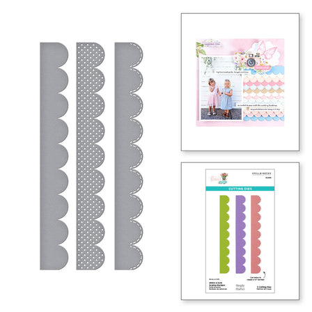 Spellbinders - Stitch & Dots Scallop Borders Etched Dies from the Simple Vintage Flower Shoppe Collection with Simple Stories