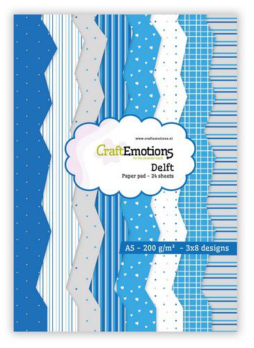 CraftEmotions Paper pad Delft - Blau  A5 CraftEmotions Paper pad Delft - Blau  A5