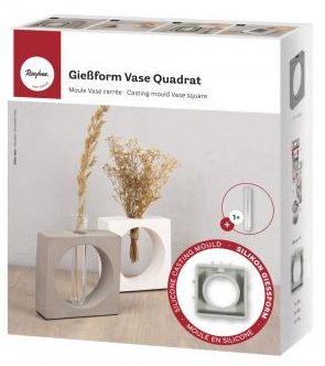 Silikon Gießform Vase Quadrat mit Kreis 