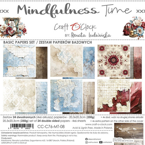 Craft O'Clock - Mindfulness Time 8x8 Inch Basic Papers Set Craft O'Clock - Mindfulness Time 8x8 Inch Basic Papers Set