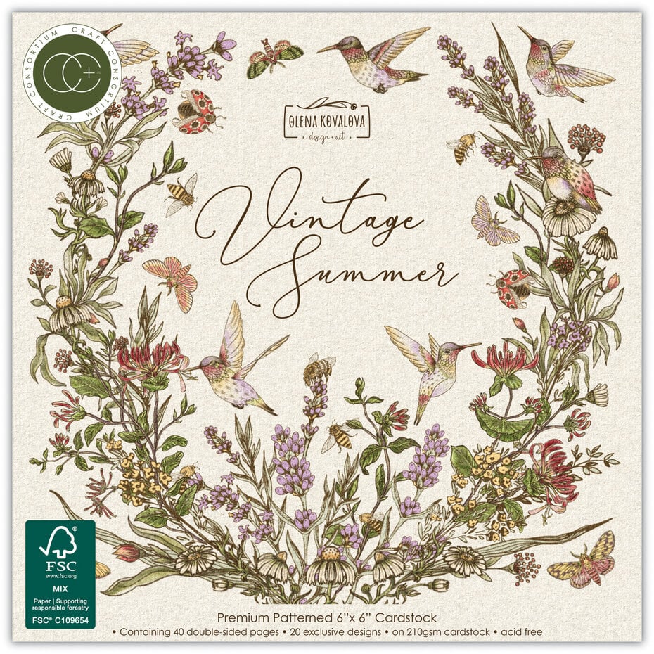 Craft Consortium - Vintage Summer 6x6 Inch Premium Paper Pad by Olena Kovalova
