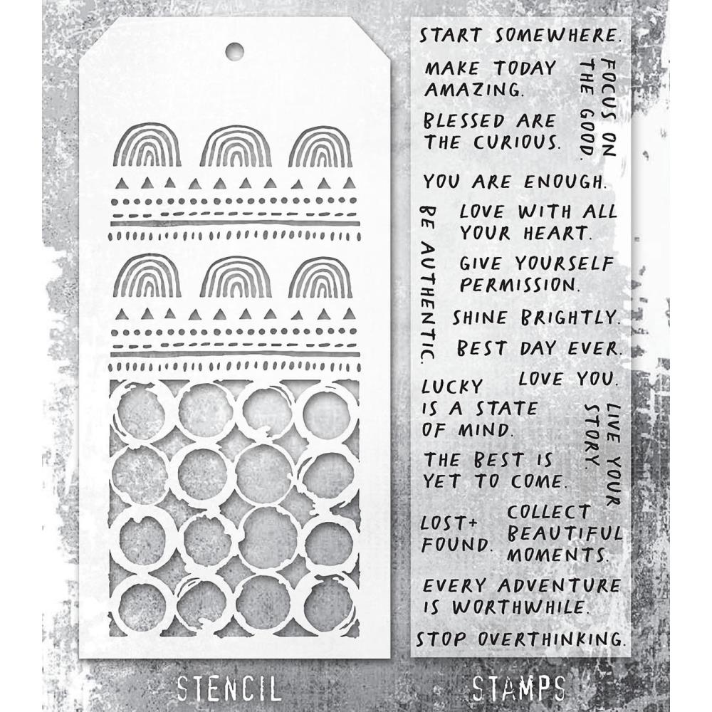 Tim Holtz Mixed-Media Stamps & Stencil Set -    Set #62