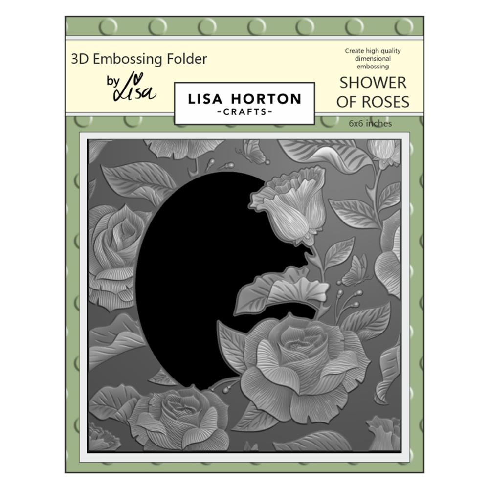 Lisa Horton Crafts Embossing Folder 6"X6" -  Shower of Roses  Lisa Horton Crafts Embossing Folder 6"X6" -  Shower of Roses