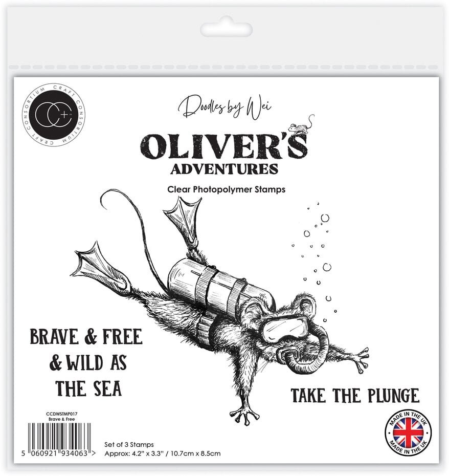 Craft Consortium - Oliver's Adventures A6 Clear Photopolymer Stamp Set Brave & Free