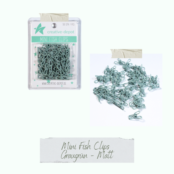Creative Depot -  Mini Fish Clip - Graugrün - Matt - 50 Stück 