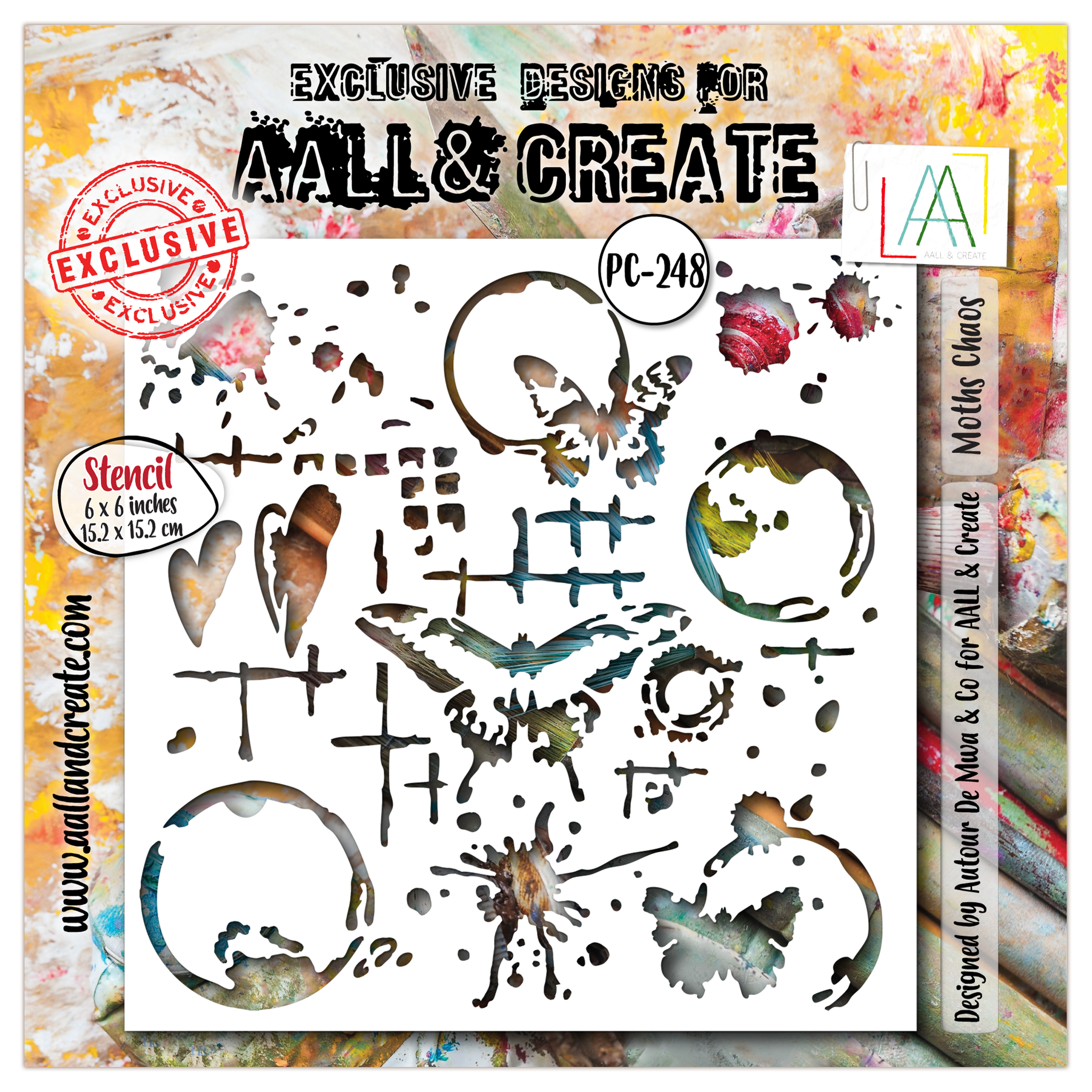 AALL & Create - #248 - 6x6 (inch) Stencil - Moths Chaos