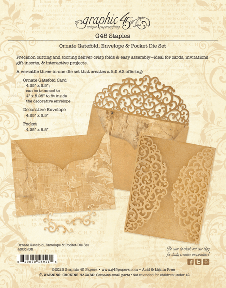 Graphic 45 - Ornate Gatefold, Envelope & Pocket Die Set