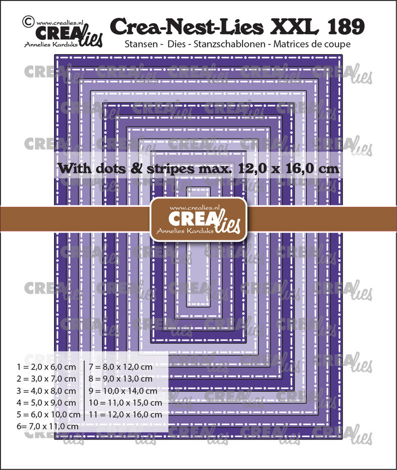 Crealies - Crea-Nest-Lies XXL Dies Rectangles with Dots and Stripes