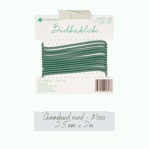 Creative Depot -  Gummiband - Moos - rund - Buchbindeliebe  Creative Depot -  Gummiband - Moos - rund - Buchbindeliebe