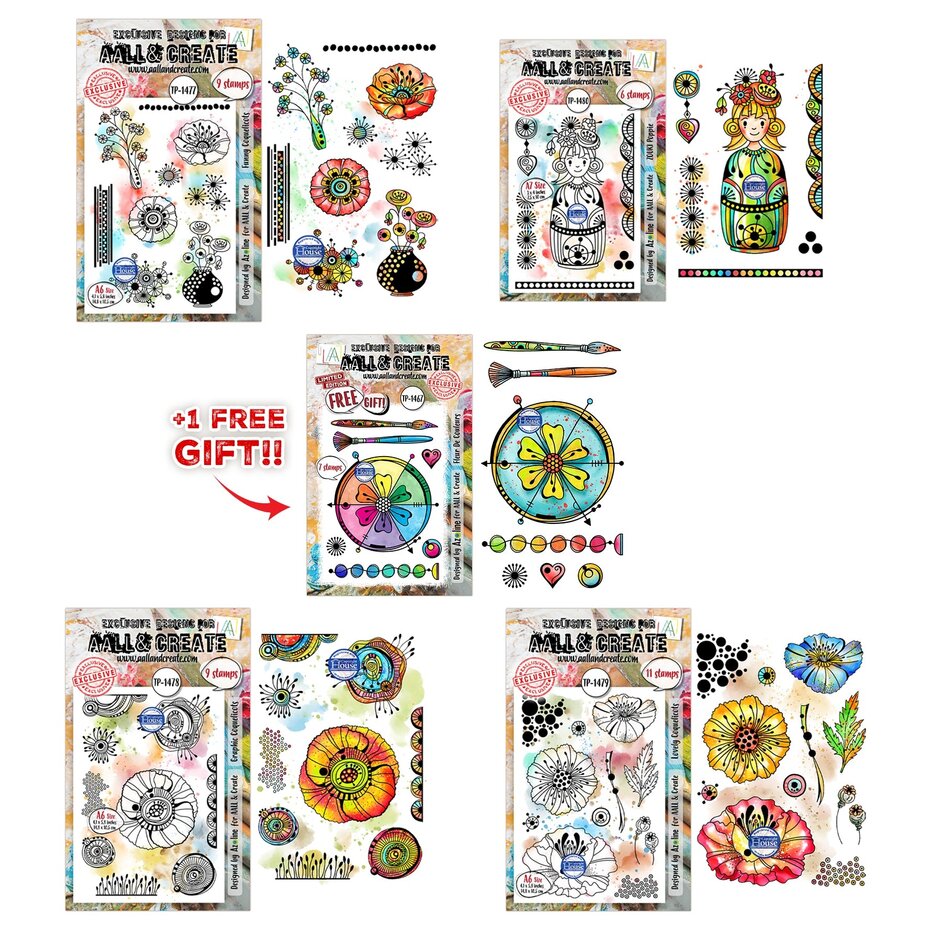 Craft Consortium - Lovely Couleurs A6 Stamp Bundle by Azoline