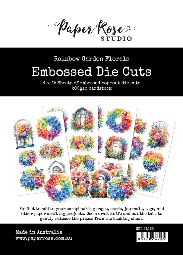 Paper Roses - Rainbow Garden Florals Embossed Die Cuts Paper Roses - Rainbow Garden Florals Embossed Die Cuts