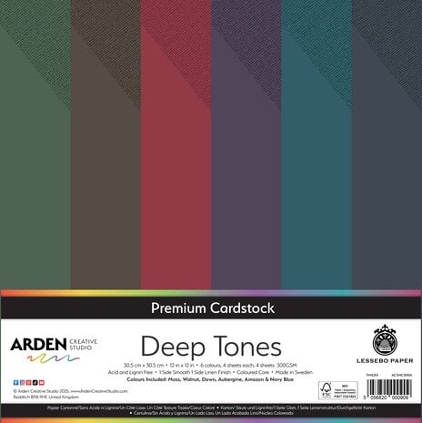 Arden Creative Studio -Premium Cardstock 12x12 Inch Deep Tones (24 Sheets) 