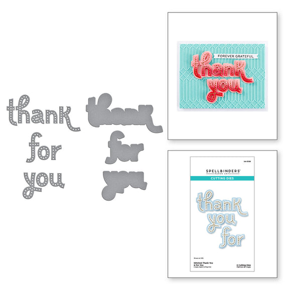 Spellbinders - Stitched Thank You & For You Etched Dies Spellbinders - Stitched Thank You & For You Etched Dies