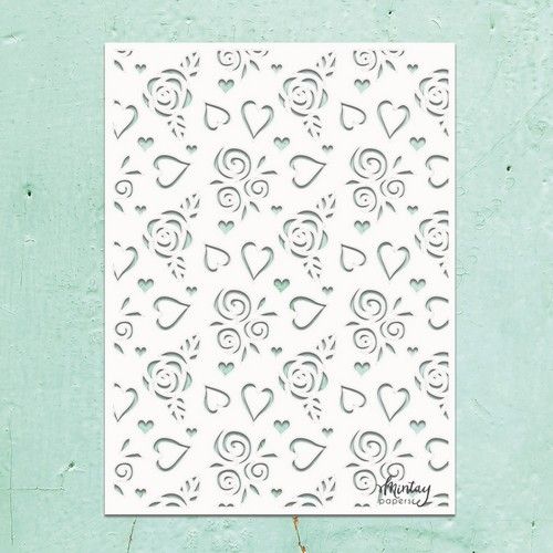 Mintay Kreativa - 6 x 8 Stencil - Hearts & Roses